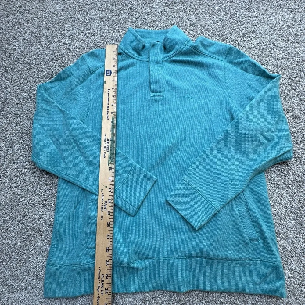 Tommy‎ Bahama 1/4 Zip Pullover Sweater Mens Size Small Teal Long Sleeve Thermal